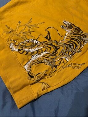 Blind Rooster Yellow Tiger Embroidered Top